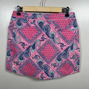 RLX Ralph Lauren Golf Skort Skirt Size Small Paisley Pink Blue Athletic Active